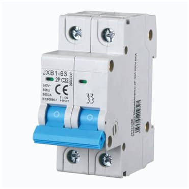 gloca Interruttore Magnetotermico Automatico 2P 220V 6KA 2 Moduli DIN (32 Ampere, 1)