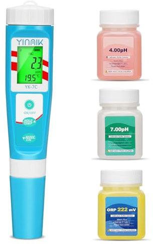 YINMIK pH et Sel Chlore Piscine Testeur,Testeur de Chlore, pH Mètre Numérique de Chlore Sel Testeur Testeur, pH Chlore TDS EC ORP Température, Chlore Sel Piscine pour, Sel Hot Tub Aquariums