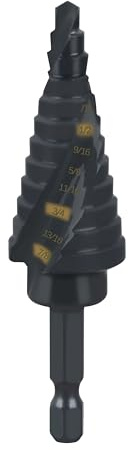 3/16-7/8 Impact Step Drill Bit Dual Spiral Flute for Milwau-kee Step Drill Bit #4 3/16-7/8
