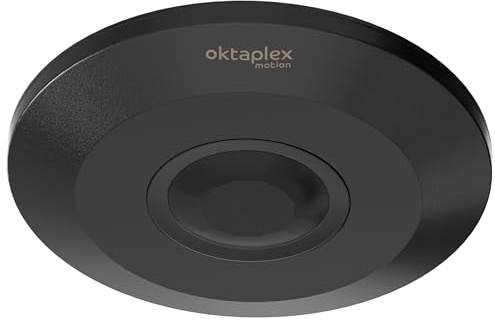 Oktaplex Ina Bewegungsmelder 360° 6m PIR-Sensor Deckenbewegungsmelder Innen Aufputz schwarz 230V Motion Sensor LED geeignet