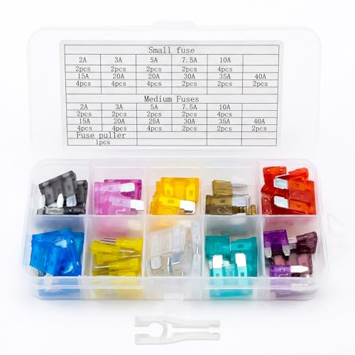 Car Fuses Assorted Kit, Mini Blade Fuses Automotive, Micro Replacement Fuses for Cars (2Amp 3A 5A 7.5A 10A 15A 20A 25A 30A 35A 40A)