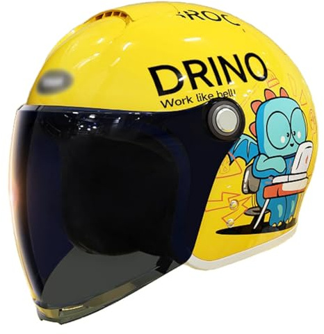 Casco De Moto Tipo Jet para Niños Y Niñas De 3 A 12 Años, Casco Infantil para Ciclomotor con Visera Solar Homologado ECE 22.06. E,48-55cm