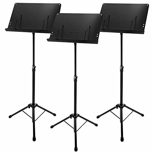 3-pack Pronomic OS-01C orkesterpult (stängd notuppsida, med notklämmor, platsbesparande, steglös, prismanslutning) svart