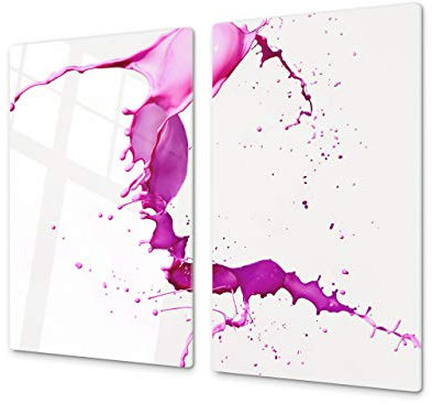 Tagliere in VETRO temperato – Proteggi-piano di lavoro e spianatoia – Copri-piano cottura – pezzo UNICO (60x52cm) o DUE pezzi (30x52cm ognuno); D01 Serie Astratta: Arte astratta 54