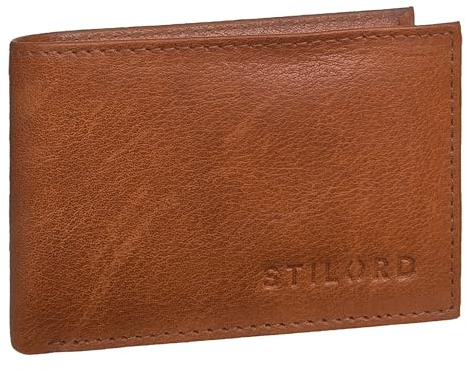 STILORD Lincoln Mini Geldbörse RFID Leder Herren Slim Wallet Minibörse Portemonnaie klein NFC Protector kleine Brieftasche Echtleder in Geschenkbox klein Farbe:Texas - braun