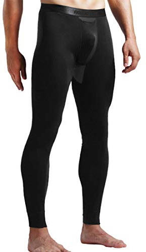 Ouruikia sous-vêtements Thermique Pantalon Homme Chauffant Base Layer Leggings avec Poches Séparés Caleçon Long