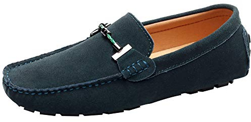 Jamron Herr Eleganta Spänne Loafers Komfort Mocka Ridskor Snygga Mockasin Tofflor Mörkgrön SN19020 EU43