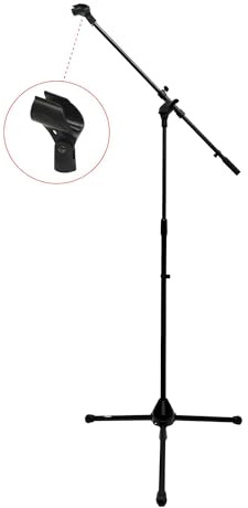 TEK audio MS290 Professional Microphone Stand with Boom all Metal and radio mic clip