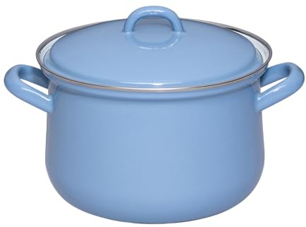 Riess, 0607-128, pentola con coperchio Ø 18 cm, colore blu naturale, smaltato, vol. (rec.): 2,5 litri, prodotto in Austria, larghezza: 25,1 x 19,8 x 16,7 cm, 1,324 kg, compatibile con fornello a gas