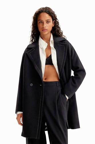 Desigual Abrigo para mujer de punto, Negro, L