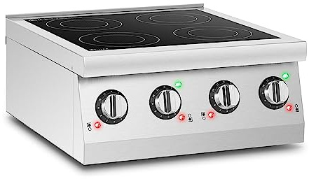 Royal Catering RCIC-6000 placa de inducción 4 placas Ø 12-26cm portátil 6000W 60-240°C acero inoxidable/vidrio cerámica inducción placa de cocción portátil inducción