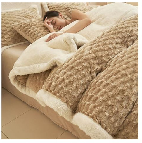 Coral Fleece Bettwäsche Doppelseitig gepolstertes Kaninchen-Plüschbett, vierteiliges Set, Winter-Kaninchen-Samt-Bettbezug, warmes Milch-Samt-Bettlaken, dreiteiliges Set (Color : Light Grey, Size : T