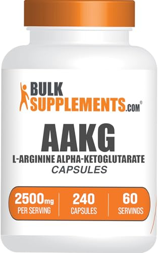 BulkSupplements.com AAKG Capsules - L-Arginine Supplement, Nitric Oxide Supplement - Gluten Free, 4 Capsules per Serving, 240 Count (Pack of 1)