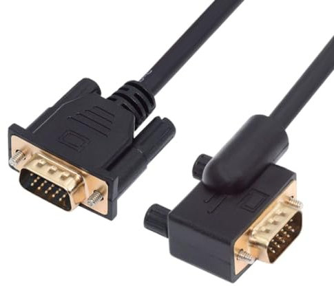 chenyang Cable VGA, VGA SVGA D-Sub HDB15Pin macho a macho de 90 grados en ángulo izquierdo, adaptador de cable de matriz de gráficos de video de 3.28 pies/1.0 m para monitor/proyector/gráficos