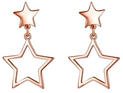 Bishilin Ohrhänger Kupfer Damen, Ohrringe Hängend Sterne Rosegold Ohrringe Jugendstil Modeschmuck