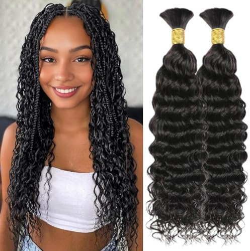 TNICE Water Wave Bulk Human Hair for Braiding Vattenvåg Bulk mänskligt hår för flätning 2 buntar 100g 16 tum 100% obearbetat brasilianskt jungfru mänskligt hår mänsklig flätning naturlig färg