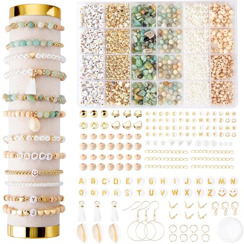 Naturliga Amazonit pärlor för armband ädelsten pärlor set för att trä upp kit pärlset för gör-det-själv armband gör själv smycken halsband örhängen kedja för vuxna