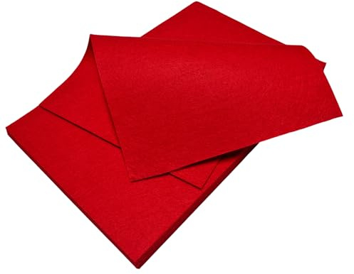 Jtnohx röda filtark, mjukt färgfiltyg för hantverk, 12 st 1 mm tjockt 20x30 cm för hantverk, DIY och sömnadsprojekt