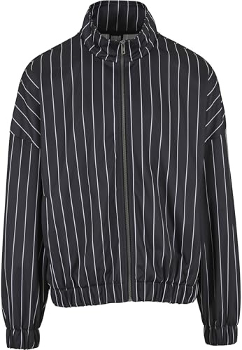 Urban Classics Sportjacka för män, pinstripe, Trackjacka, herr, träningsjacka med dragkedja, storlekar S – 5XL, svart/vit, 5XL