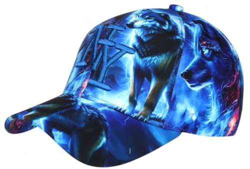 NY Wolf Cap Blau Schwarz Fashion Look Original Baseball Wolf, blau, One size