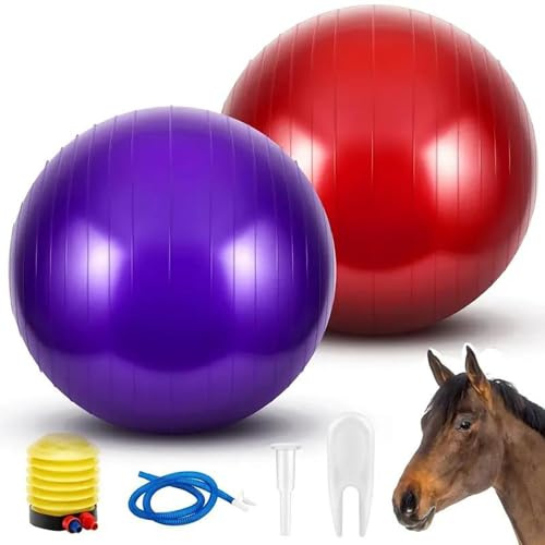 2pcs Horse Toy Balls with Inflation Pump, Suitable for Outdoor Entertainment, Training Balls for Horses and Goats (45cm/17.71inch)