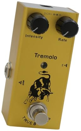 Eujgoov Vintage Overdrive Guitar Effect Pedal Drive, Mini Portable Analog Chorus Digital Delay Tremolo Pedal med LED-indikator, 10 Ljudeffekter för Elgitarrspelare (Gul)