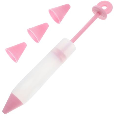 Sewroro Set Penne per Decorare Dolci in Silicone Alimentare 4 Ugelli, Strumento per Scrivere e Decorare Torte, Biscotti e Dessert Fai da Te, Accessorio per Pasticceria Rosa