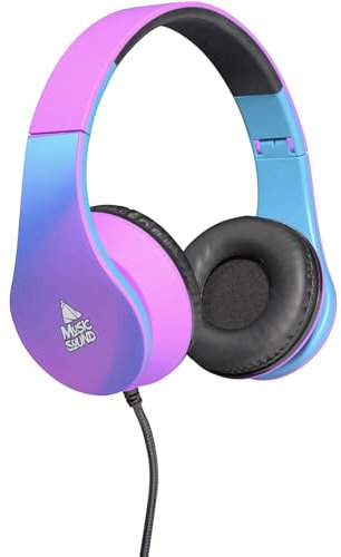Music Sound | Bügelkopfhörer mit Kabel Over Ear Fantasy | Erweiterbarer und Faltbarer On-Ear-Kopfhörer mit Kopfbügel und 1,2 m langem, verwicklungsfreiem Kabel – 3,5-mm-Klinkenstecker – Violett