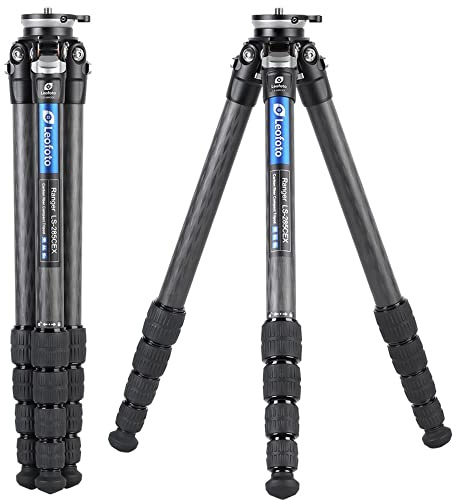 Leofoto - Ranger - Trípode de Carbono con Base Niveladora - Patas Ajustables en 3 ángulos - Ideal para Trabajo Panorama y Videógrafos - LS-285CEX Black