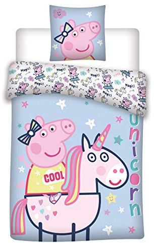 Peppa Wutz Bettwäsche 135x200 80x80 Baumwolle Kinder-Bettwäsche-Set Einhorn Peppa Pig