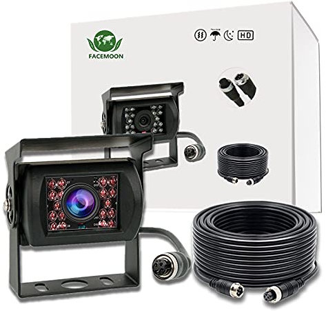 Rückfahrkamera mit 15M Auto Video-Verlängerungskabel 4-Pin Luftfahrt-wasserdichtes Shockproof, IP68 wasserdicht, 18IR Nachtsicht, für LKW/Anhänger/Bus/Van/Landwirtschaft/Schwertransport(12-24 Volt)