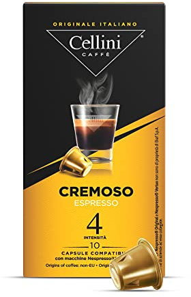 Capsules de café Cellini compatibles Nespresso* - Crémeuses 100pcs | Café avec des notes sucrées et fruitées | Capsules compatibles Nespresso*