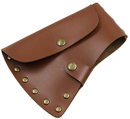 Fowybe Leather Hatchet Head Sheath, Durable Axe Holster Case Lumberjack Outdoors Work for Outdoor Hiking Camping Accessories
