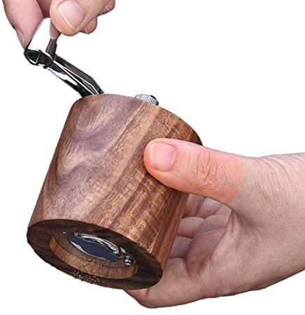 Natudeco Moulin À Épices Manuel En Acier Inoxydable + Bois D'Hévéa + Céramique, Moulin À Poivre, Sel De Mer, Herbe, Pour La Maison, Restaurant, En Plein Air, BBQ, Cuisine, Outil De Meulage, Marron