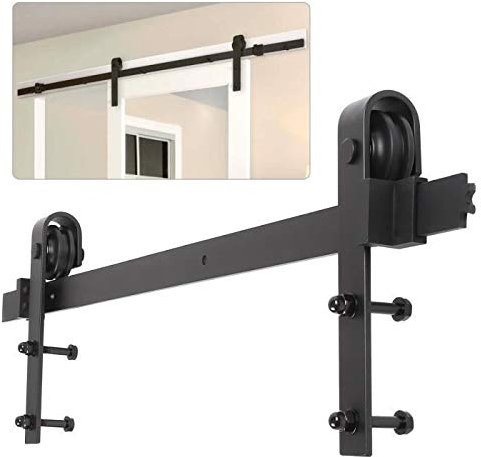 Skjutdörrshårdvara, skensats för hängande dörr, komplett industriell uppsättning, skjutdörrsystem (183 cm-Classic - set för enkel dörr)