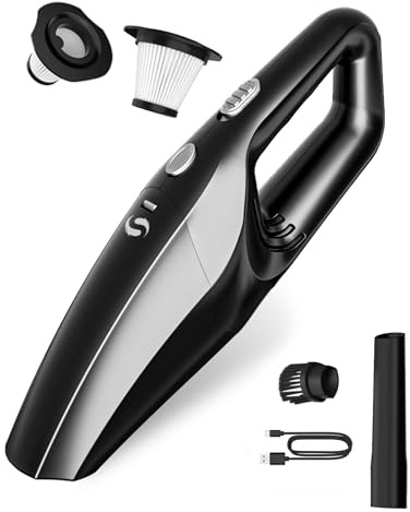 SERVOMASTER Aspirador De Mano Potente, Aspirador Coche Recargable, Aspiradora De Mano Sin Cable Pare Filtro HEPA, Accesorios para Limpieza Interior, Mini Aspiradora para Hombres y Mujeres