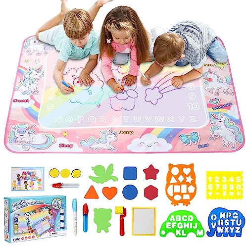 LEcylankEr Tappeto Magico 120 x 90 CM, Acqua Grandi per Bambini 2-7 Anni - Doodle Magico, Giocattolo Educativo/Regalo (Unicorno)