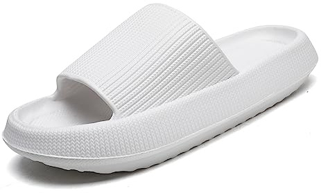Waysoland Ciabatte Nuvola donna uomo estive da Spiaggia Pantofole, Massaggio Doccia Bagno Antiscivolo Asciugatura Rapida Punta Aperta Super Morbida Comoda Suola Spessa Sandali Scarpe(Bianco,44/45 EU)