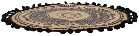 1 napperon rond décoratif en coton et lin avec coussin de table rond pour pot de fleurs, dessous de verre en macramé, dessous de verre tressé en paille, tapis de table rond
