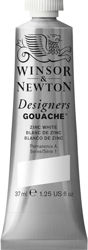 Winsor & Newton Designer Gouache - Zinc White, 37 ml Tube - Matte Gouache Paints, Ideal for Gouache Painting, Brilliant, Lightfast Colours with Great Coverage