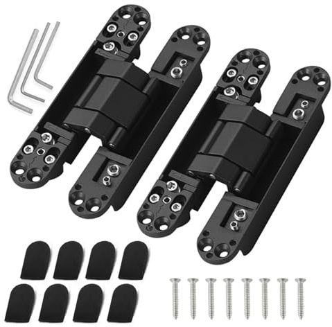 2 stycken dörrgångjärn för trädörrar, dolda dörrgångjärn, vingdörrgångjärn möbelbeslag, 3-vägs justerbart gångjärn, 180 graders gunga, dörrband dold för rumsdörrar (svart)