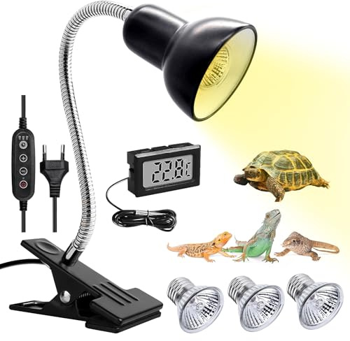 Lampe Chauffante Tortue, Reptiles Lampe Tortue Terrestre Avec 3 Céramique Ampoule 50W, Lampe Chauffante Terrarium Tortue Reptiles Chauffante pour Reptiles, Amphibiens, Tortues, Serpents, Lézard