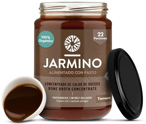 JARMINO Brodo di Ossa Biologico Concentrato, Bone Broth di Manzo da Allevamento al Pascolo e Nutrito a Erba, Brodo Liquido con Collagene Tipi 1 2 3, Keto Paleo AIP, Halal, 440 g, 44 Porzioni