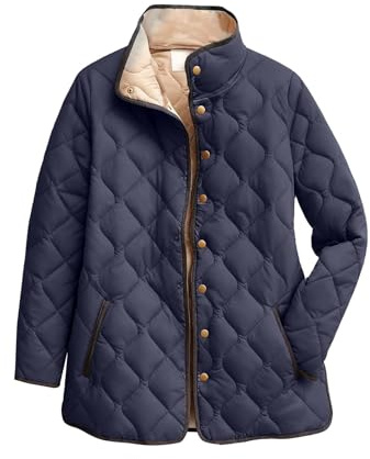 Women's Lightweight Quilted Jacket Large Sizes, Transition Jacket With Zip Warm Lined Winter Jacket Oversized Down Jacket Stand-up Collar Fleece Jacket Solid Casual Jacket Women's Sweat Jacket