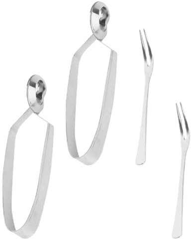 TOBBOMEY Set 4 Pinze e Forchette per Lumache in Utensili per Servire Lavabili in Lavastoviglie Adatti per Casa