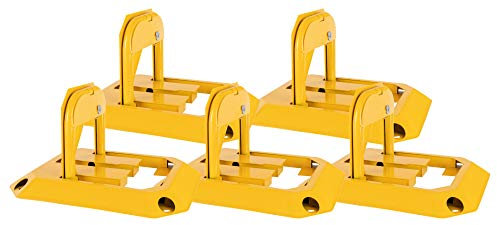 Stagecaptain PPS-30 Parkplatzschloss 5er Set - Klappbare Parkplatzsperren - Abschließbar (3 Schlüssel inklusive) - Aus robustem Stahl - Spar-Set mit 5 Stück - Gelb