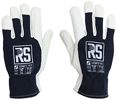 RS Arbeitshandschuhe 12 Paar Montagehandschuhe Ziegenleder Baumwolle Handschuhe Lederhandschuhe Mit Gummibündchen Schnittbeständig Präzise Größe 8 Comfo Tec