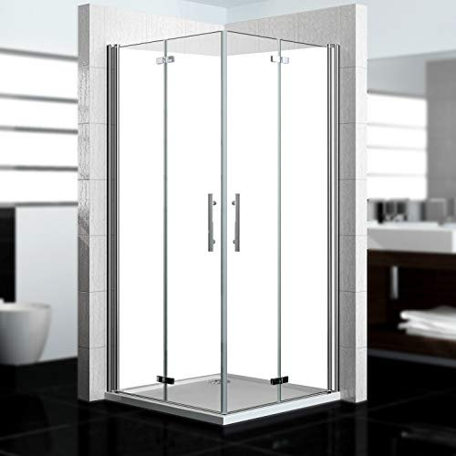 Dedeco - Dos de douche d'angle imperméable motif : blanc V1, 2 x 90x200 cm, remplacement de carrelage pour salle de bain, comme paroi décorative, revêtement mural en aluminium