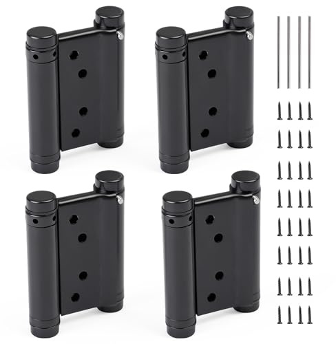 3 Double Action Spring Hinges, Self Closing Door Hinges for Saloon Cafe Pub Swinging Doors, 201 Stainless Steel, Including Pins and Screws, 4-Pack