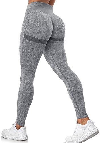 Yaavii Damen Sport Leggings Lange Blickdicht Yoga Leggings Figurformende Sporthose Yogahose Fitnesshose mit Hohe Taille Bauchkontrolle Dunkelgrau XL